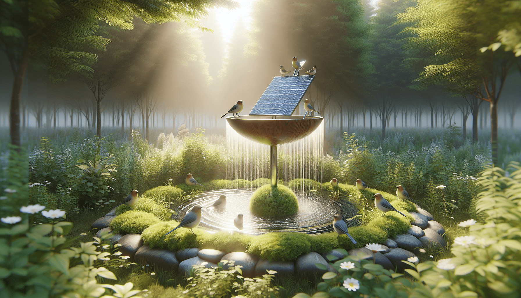 Bird solar fountain